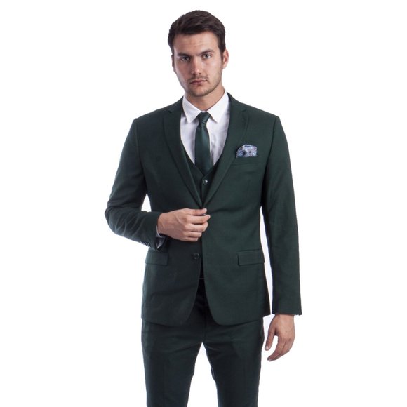Men's Skinny-Fit 3pc Green Suit by Sean Alexander - Picture 2 of 6